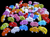 MIX12 Assorted Mix of 17mm x 11mm Car Novelty Acrylic Shank Buttons