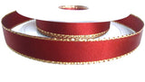 R0017 15mm Russet Satin-Metallic Gold Edge Ribbon by Berisfords