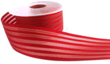 R0031C 40mm Red-Metallic Gold Satin-Sheer Stripe Ribbon by Berisfords