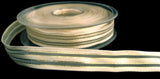 R0044 15mm Cream Satin-Sheer-Metallic Gold Stripe Ribbon by Berisfords