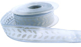 R0068 25mm Ice Blue Translucent Ribbon-Metallic Silver Print-Berisfords