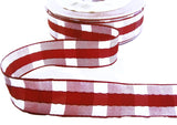 R0069 25mm Reds-White Silk Stitch Gingham Ribbon by Berisfords