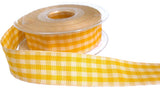 R0096 25mm Yellow-Cream Rustic Gingham Check Ribbon by Berisfords