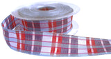 R0097 25mm Blues-Red-Pink-Purple Polyester Tartan Ribbon by Berisfords