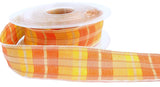 R0102C 25mm Peach-Oranges-Yellow-Cream Tartan Ribbon by Berisfords