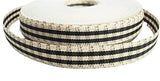 R0120 13mm Black-Antique Cream Rustic Gingham Ribbon by Berisfords