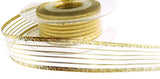 R0133 25mm Metallic Gold and Silver Striped Sheer Ribbon by Berisfords