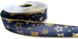 R0148 27mm Navy Translucent Ribbon-Metallic Edge-Design by Berisfords