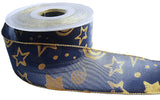 R0149 40mm Navy Translucent Ribbon-Metallic Edge-Design by Berisfords