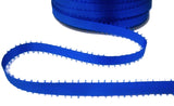 R0215 8mm Dark Royal Blue Double Satin Ribbon with Picot Feather Edges