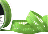 R0275 25mm Meadow Green Grosgrain-Sheer Centre Ladder Ribbon, Berisfords