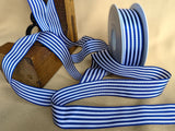 R0441 25mm Navy-White Stripes Soft Touch Taffeta Ribbon, Berisfords 