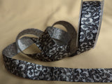 R0464 25mm Black-Silver Metallic Lame Leopard Skin-Spot Ribbon