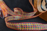 R0482 25mm Red-Orange-Lemon Sheer Check Ribbon by Berisfords