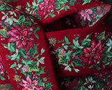 R0494 11cm Wide Vintage Waxed Cotton Poinsettia Christmas Ribbon