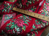 R0494 11cm Wide Vintage Waxed Cotton Poinsettia Christmas Ribbon