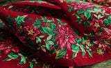 R0494 11cm Wide Vintage Waxed Cotton Poinsettia Christmas Ribbon