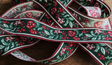 R0525 55mm Vintage Green Based Flowery Cotton Ribbon