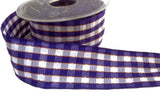 R0603 40mm Blue-White-Orange Stitch Stripe Gingham Ribbon, Berisfords