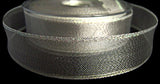 R1241C 25mm Metallic Silver Mesh Ribbon with Iridescent Borders