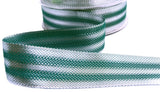 R1331 25mm Metallic Silver-Jade Green Woven Stripe Ribbon