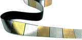 R1469 25mm Black-Silver-Gold Geometric Printed Satin Ribbon,Berisfords