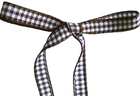 R1754 5mm Brown-White Polyester Gingham Ribbon