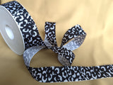 R1973 27mm Black-White Leopard Skin-Spot Print Ribbon by Berisfords