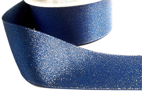 R2131 40mm Royal Blue-Gold Glitter Satin Ribbon by Berisfords