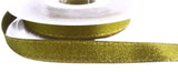 R2136 10mm Moss Green-Metallic Gold Glitter Satin Ribbon by Berisfords