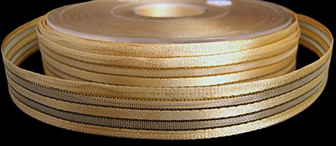 R2452C 15mm Honey Satin-Sheer-Gold Metallic Stripe Ribbon, Berisfords