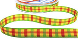 R2353C 11mm Red-Deep Yellow-Lime Green Polyester Gingham Ribbon