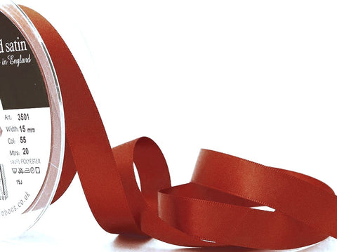 R2626 15mm Rust Double Face Satin Ribbon by Berisfords