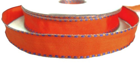 R2833 16mm Orange-Purple Blue Banded Edge Polyester Ribbon, Berisfords