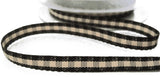 R3039 8mm Black-Antique Cream Rustic Gingham Ribbon by Berisfords