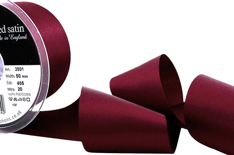 R3049 50mm Burgundy Double Face Satin Ribbon by Berisfords