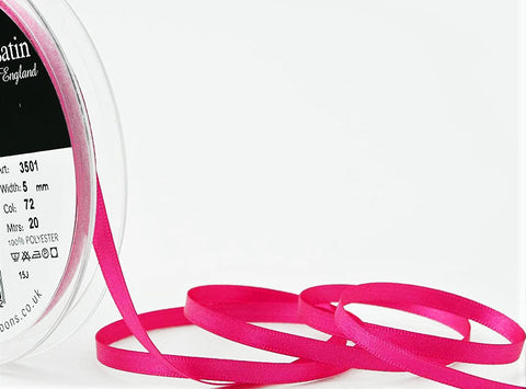 R3084 5mm Shocking Pink Double Face Satin Ribbon by Berisfords