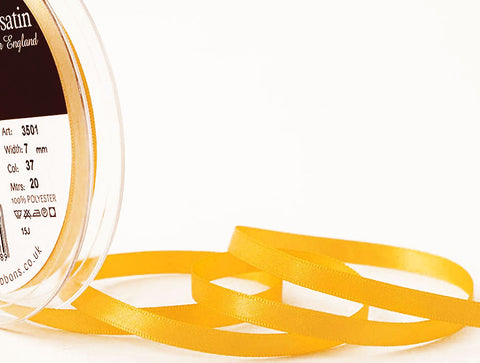 R3097 7mm Gold Double Face Satin Ribbon by Berisfords