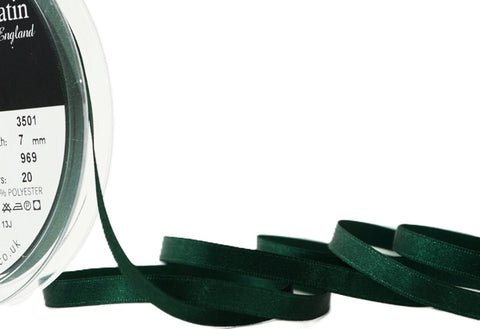 R3106 7mm Forest Green Double Face Satin Ribbon by Berisfords