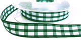 R3364 15mm Green-White Bold Georgia Check Gingham Ribbon by Berisfords