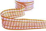 R3403 40mm Orange-White Silk Stitch Gingham Ribbon by Berisfords