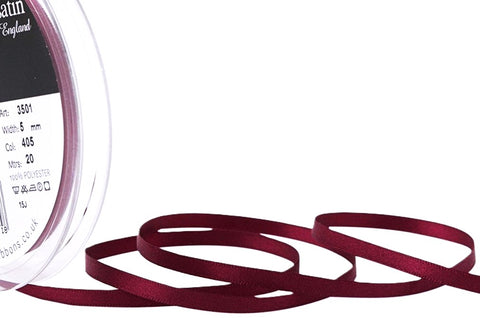 R3507 5mm Burgundy Double Face Satin Ribbon by Berisfords