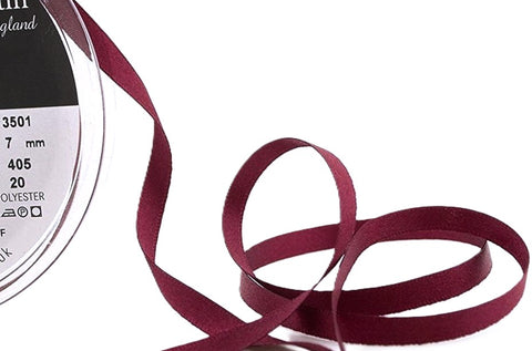 R3577 7mm Burgundy Double Face Satin Ribbon by Berisfords