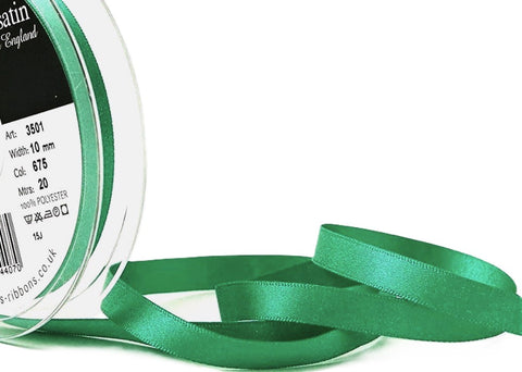 R3584C 10mm Parakeet Green Double Face Satin Ribbon by Berisfords