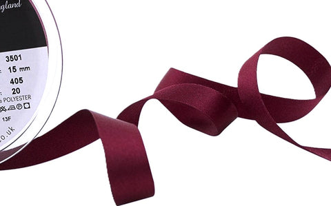 R3601 15mm Burgundy Double Faced Satin Ribbon by Berisfords