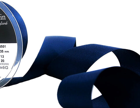 R3631 35mm Navy Double Face Satin Ribbon by Berisfords