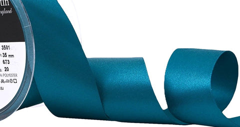 R3657 35mm Malibu Blue Double Face Satin Ribbon by Berisfords