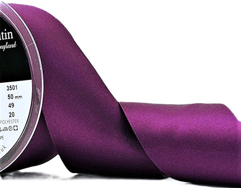 R3697 50mm Plum Double Face Satin Ribbon by Berisfords