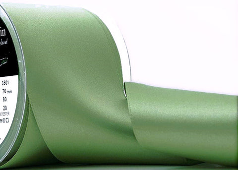 R3737 70mm Khaki Green Double Face Satin Ribbon by Berisfords