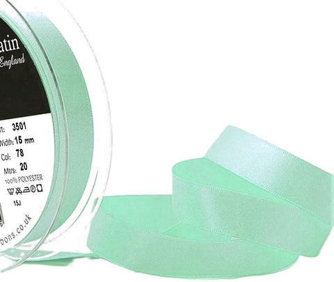 R3818 15mm Aqua Double Face Satin Ribbon by Berisfords